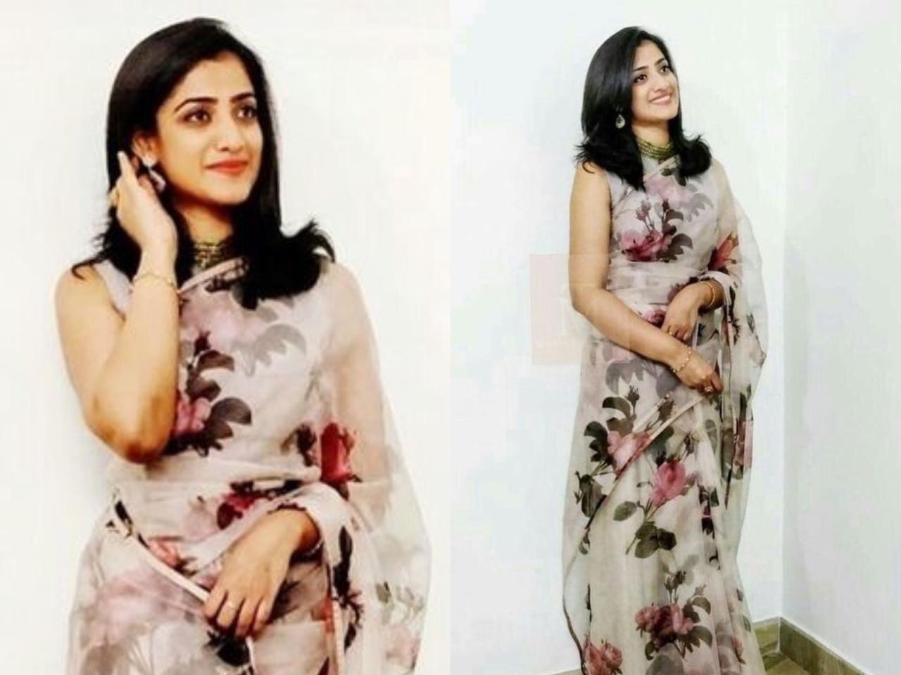 Beautiful orgenza floral digital printed saree