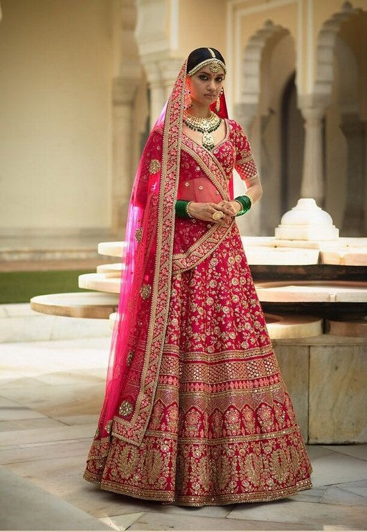 Beautiful Pink heavy embroidered Bridal lehenga