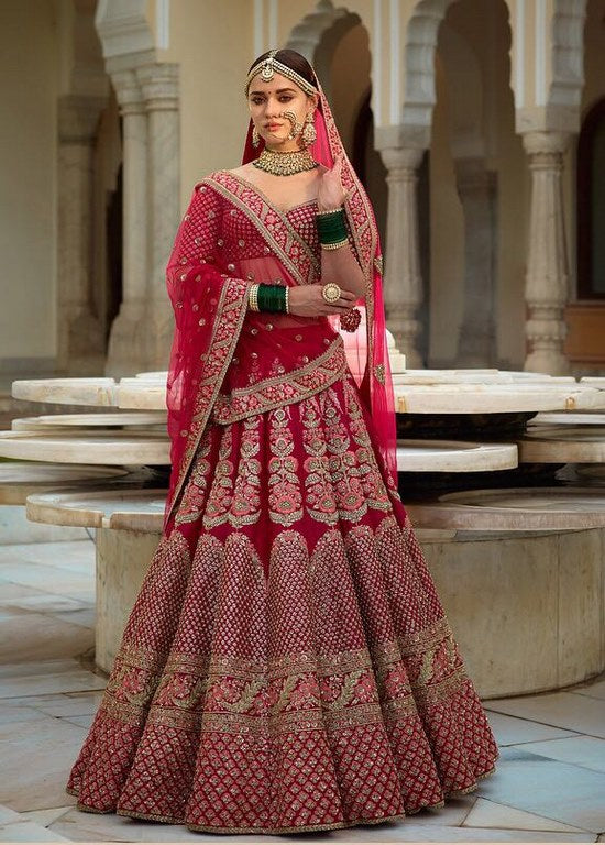 Beautiful Pink heavy embroidered Bridal lehenga
