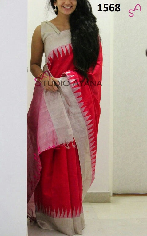 Beautiful Pink Printed Ceremonial Saree
