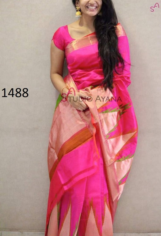 Beautiful Pink Printed Festival Saree