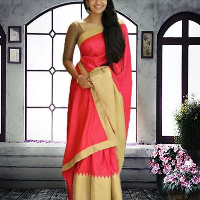 Beautiful Pink Printed Wedding Saree