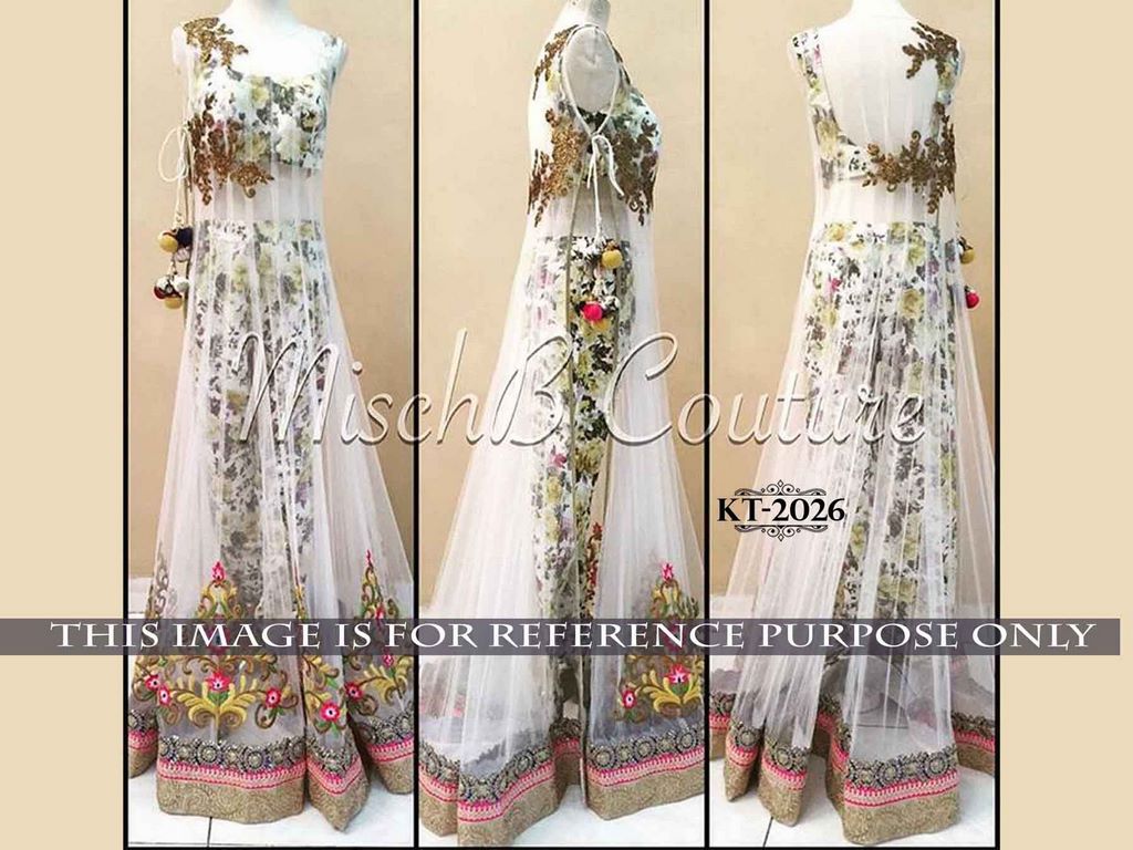 Beautiful printed and net indowestern lehenga