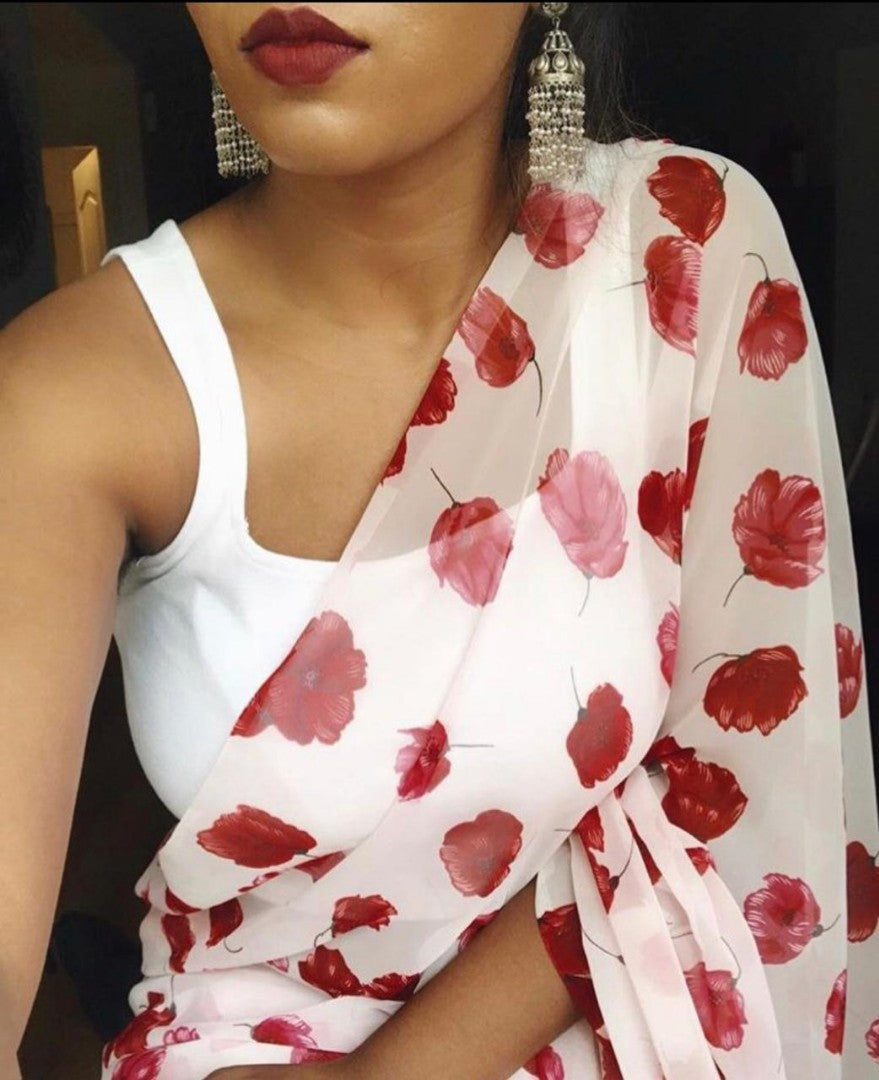 beautiful printed casual wear saree