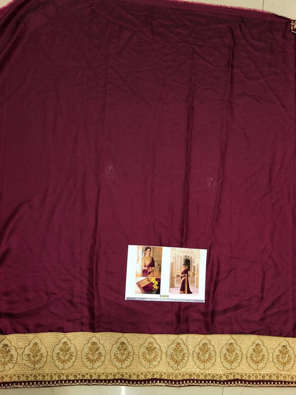 Beautiful purple embroidered wedding saree