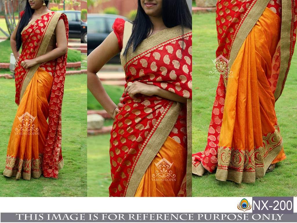 Beautiful red and orange festival saree