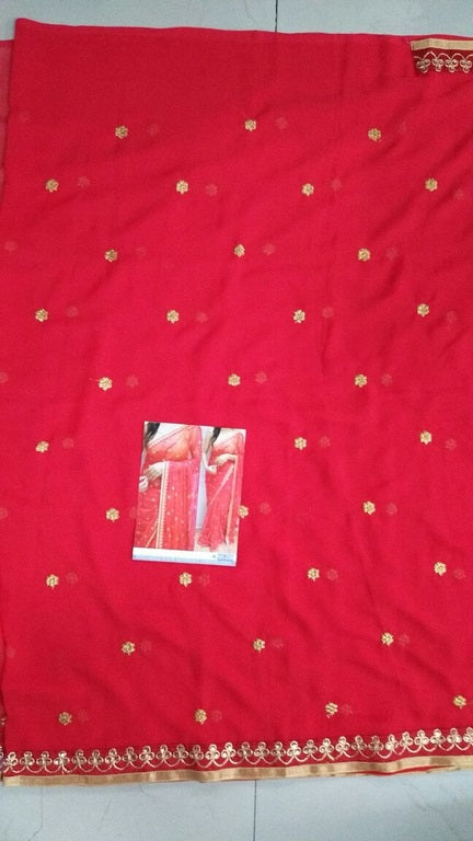 Beautiful Red embroidered Ceremonial Saree