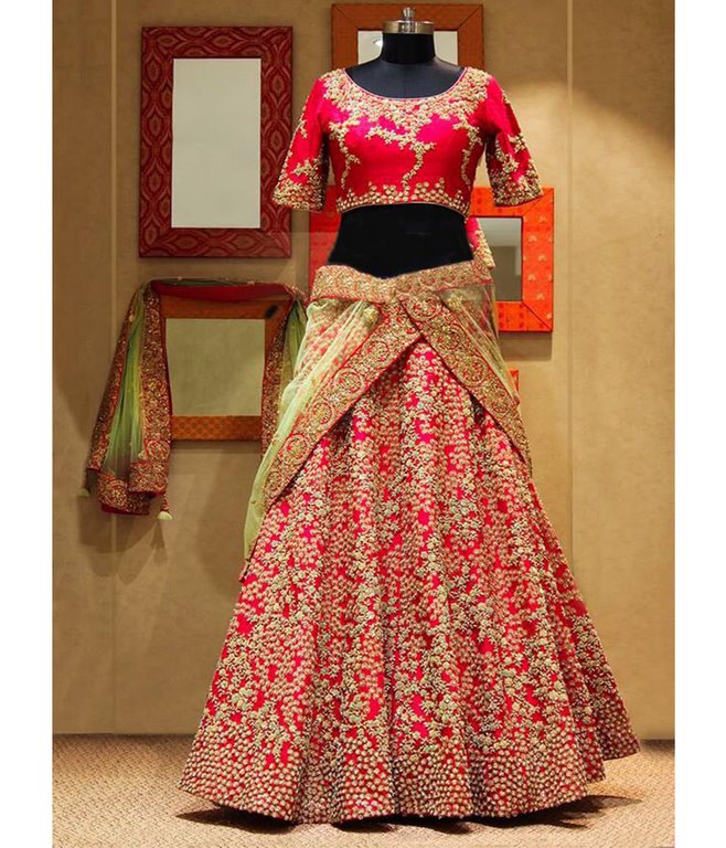 Beautiful Red heavy embroidered Bridal lehenga