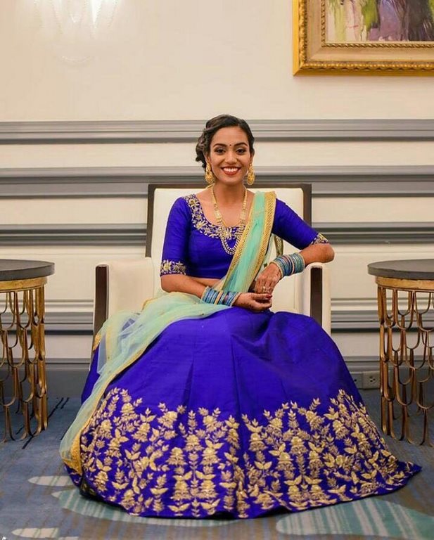Beautiful Royal blue embroidered Wedding lehenga