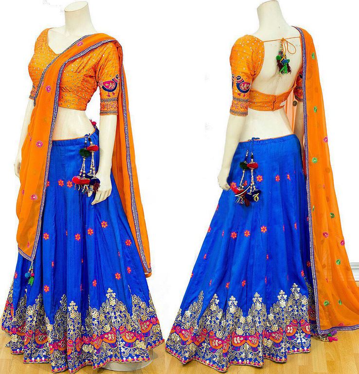 Beautiful Royal Blue embroidered Wedding lehenga