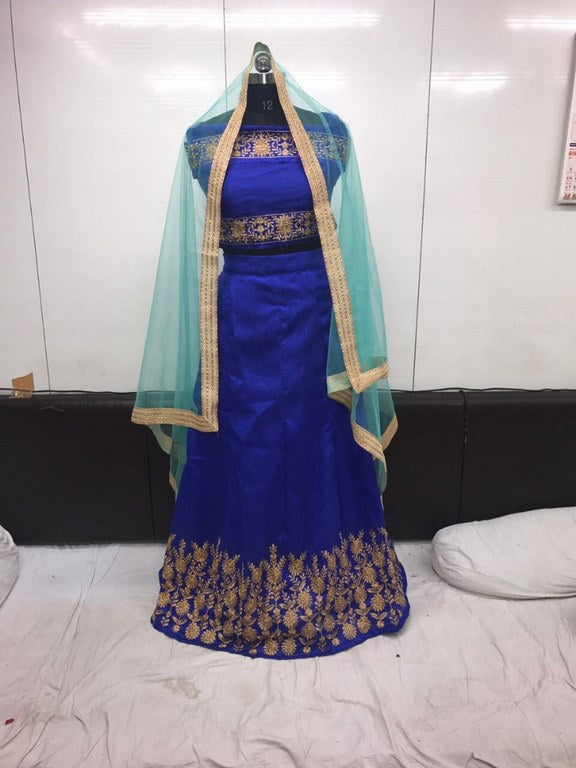 Beautiful Royal blue embroidered Wedding lehenga