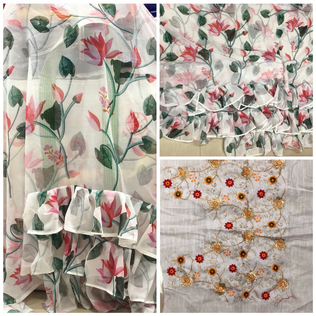 Beautiful shilpa shetty bollywood style printed georgette saree