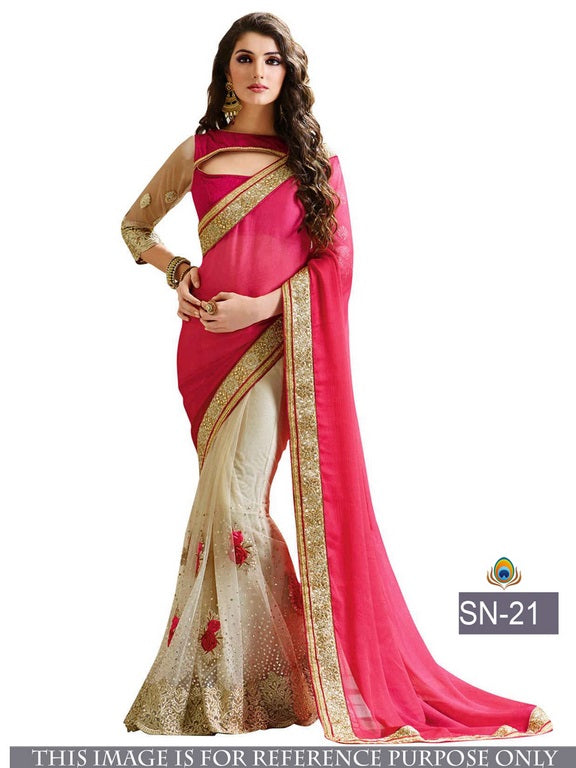 Beautiful stylist pink embroidered saree