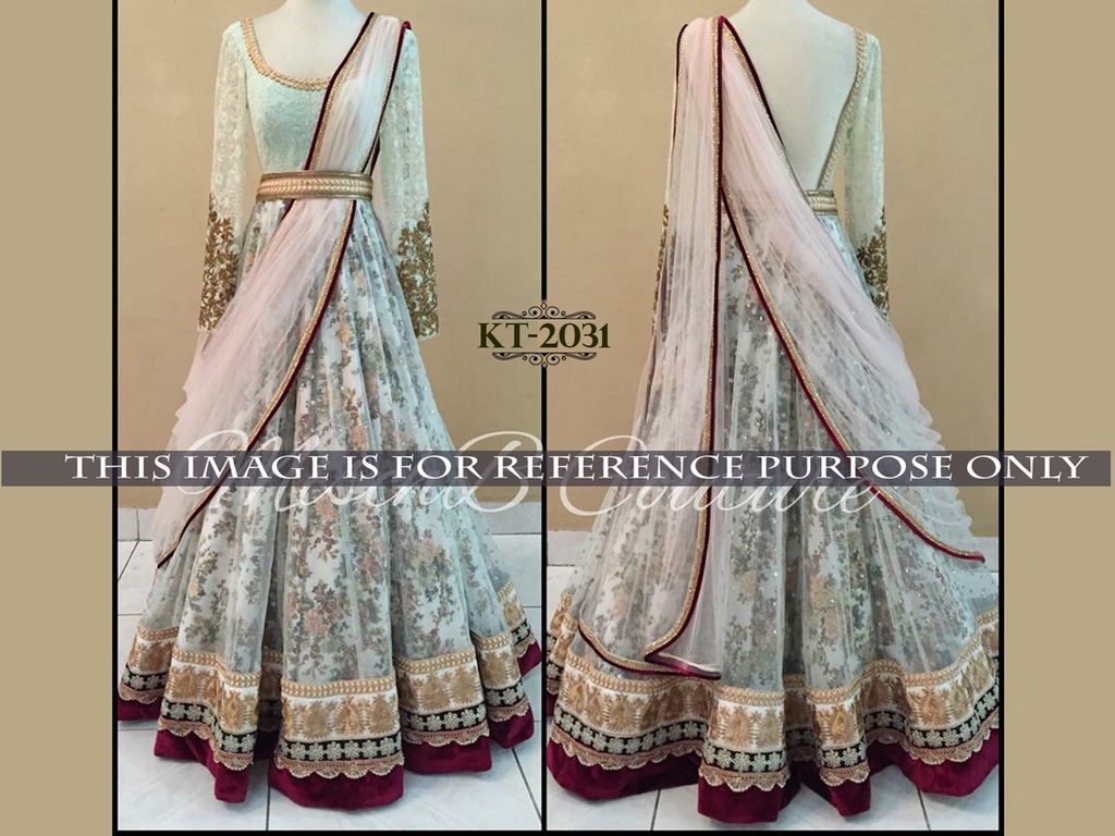 Beautiful super stylist print and embroidered white gown