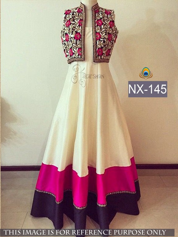 Beautiful white ceremonial gown with embroidered jacket