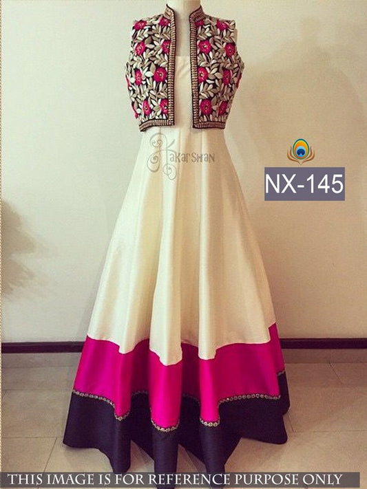 Beautiful white ceremonial gown with embroidered jacket