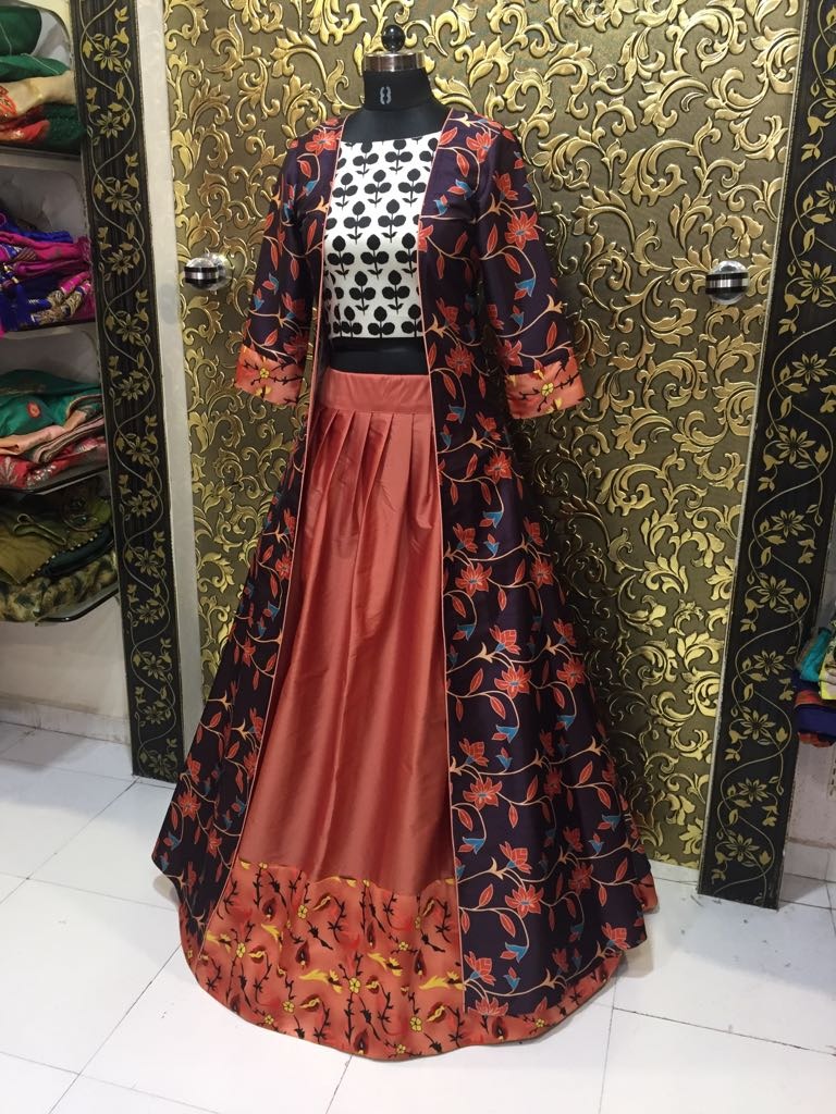 Beautiful Wine Printed Indo Westurn Gown