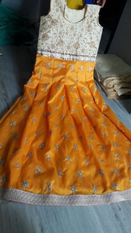 Beautiful Yellow embroidered Ceremonial Anarkali Suit