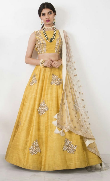 Beautiful Yellow embroidered Ceremonial lehenga