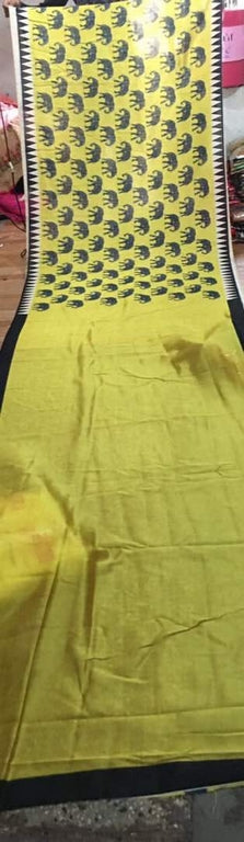 Beautiful Yellow Printed Ceremonial Saree