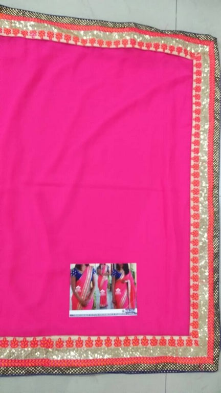 Beautiufl pink embroidered wedding saree