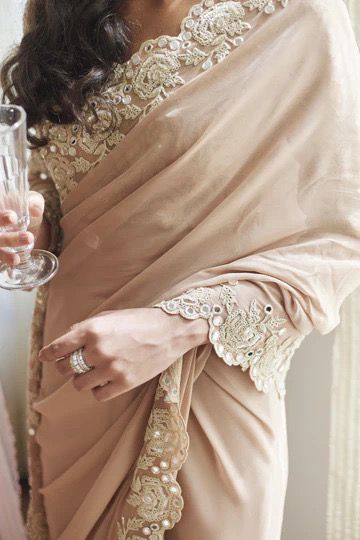 Designer georgette sequin mirror work wedding saree