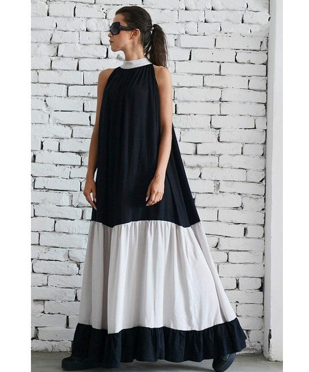 Black and white georgette casual gown