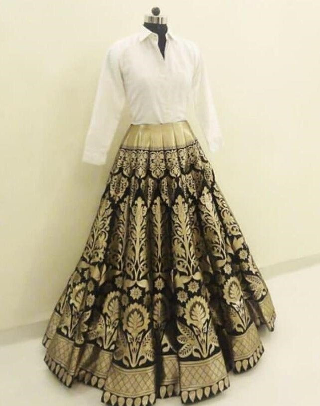Black banglory satin printed lehenga choli