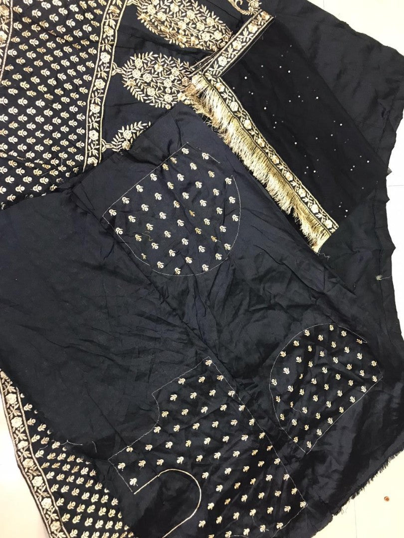 Black diamond silk embroidered design work occasional lehenga choli