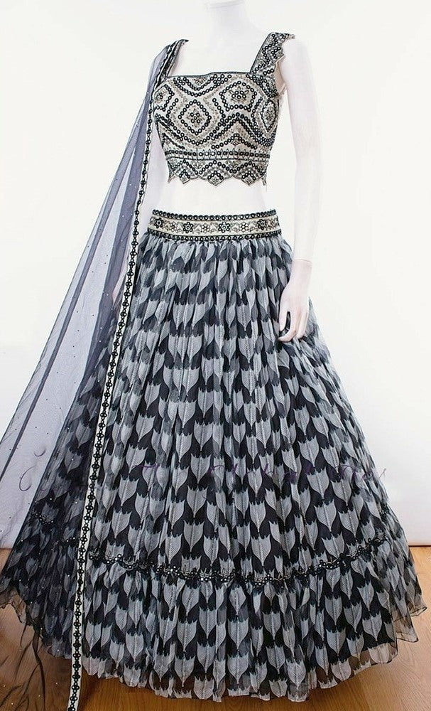 Black digital printed lehenga choli