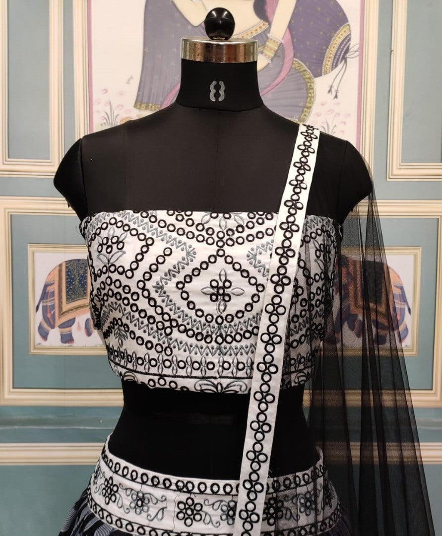 Black digital printed lehenga choli