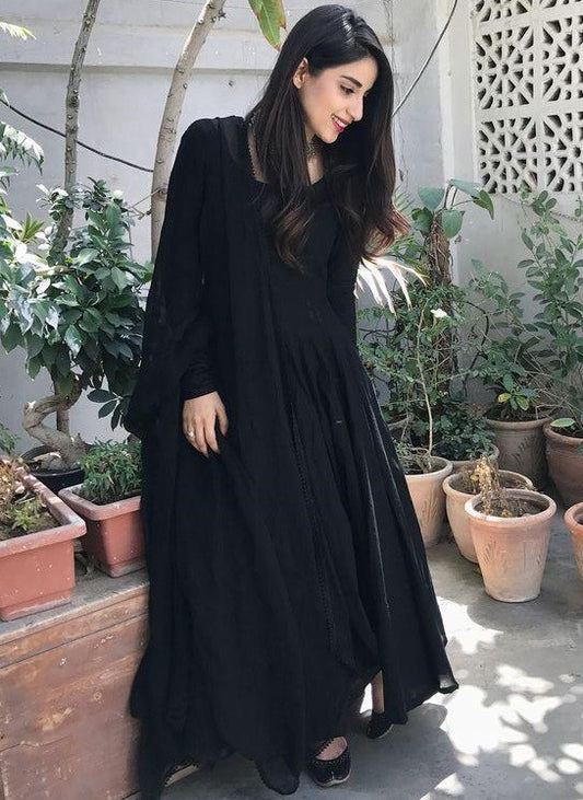 Black georgette casual wear anarkali suit