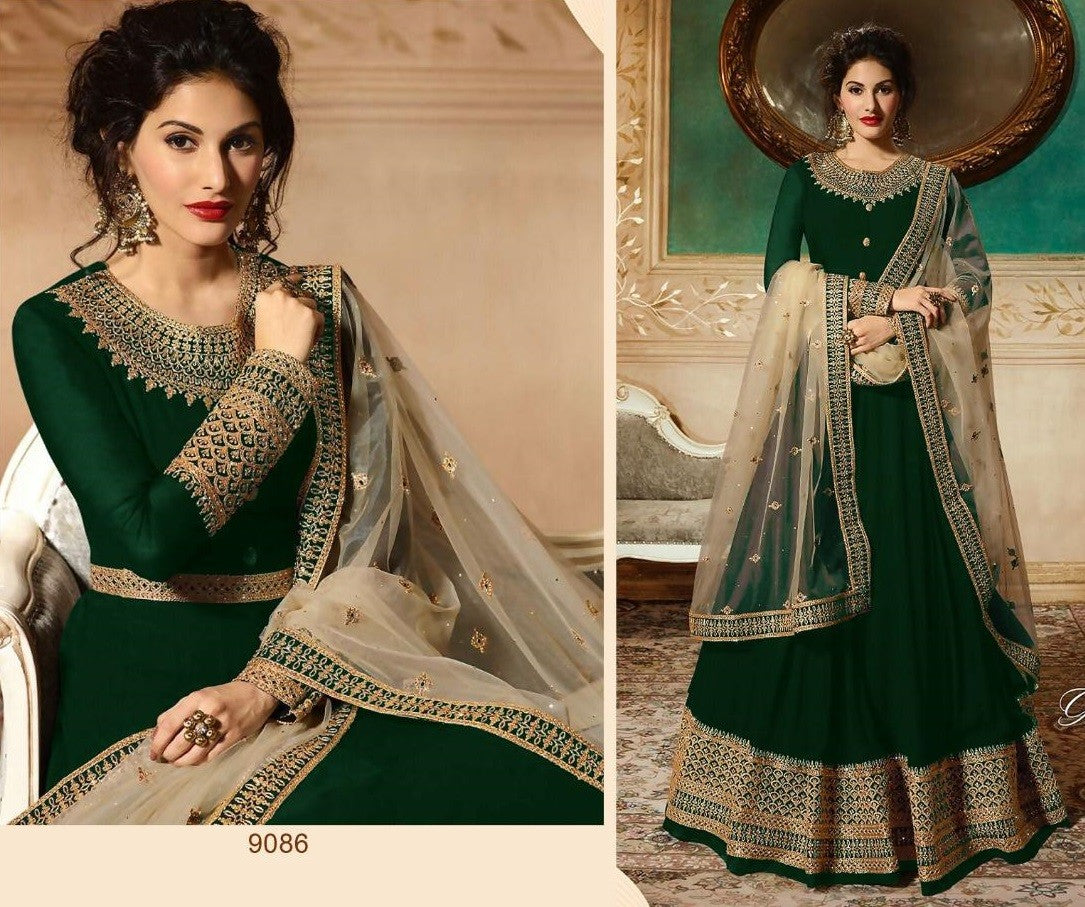 Black georgette coding and stone worked long wedding anarkali suit