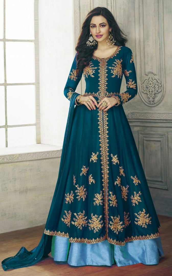 Black georgette designer embroidered wedding gown with dupatta