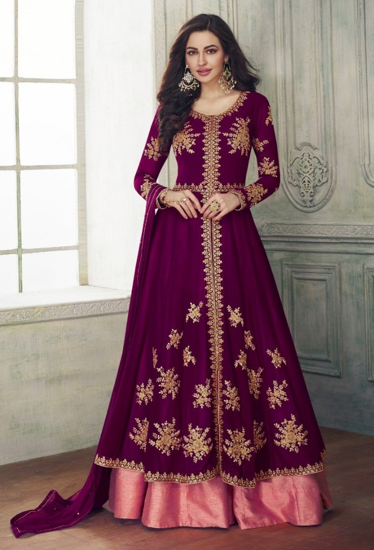 Black georgette designer embroidered wedding gown with dupatta