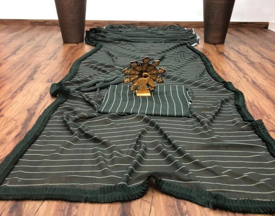 Black georgette digital print with less work saree