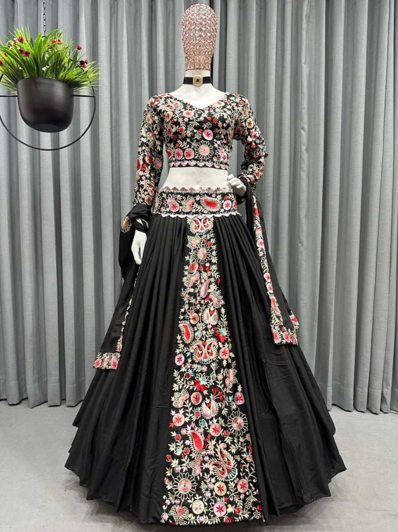 Black georgette embroidered designer lehenga choli