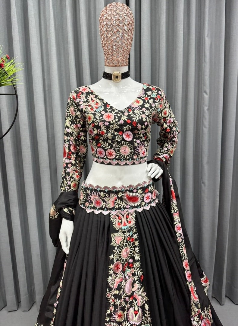 Black georgette embroidered designer lehenga choli