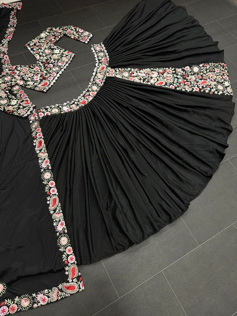 Black georgette embroidered designer lehenga choli