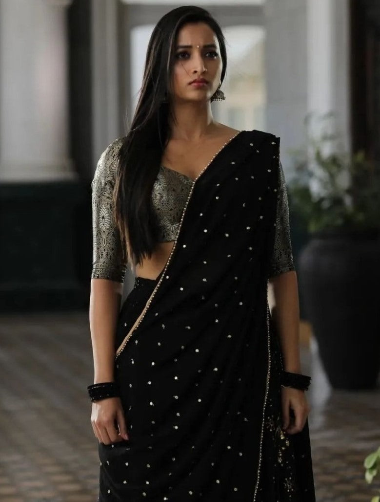 Black georgette embroidered kgf movie lehenga choli