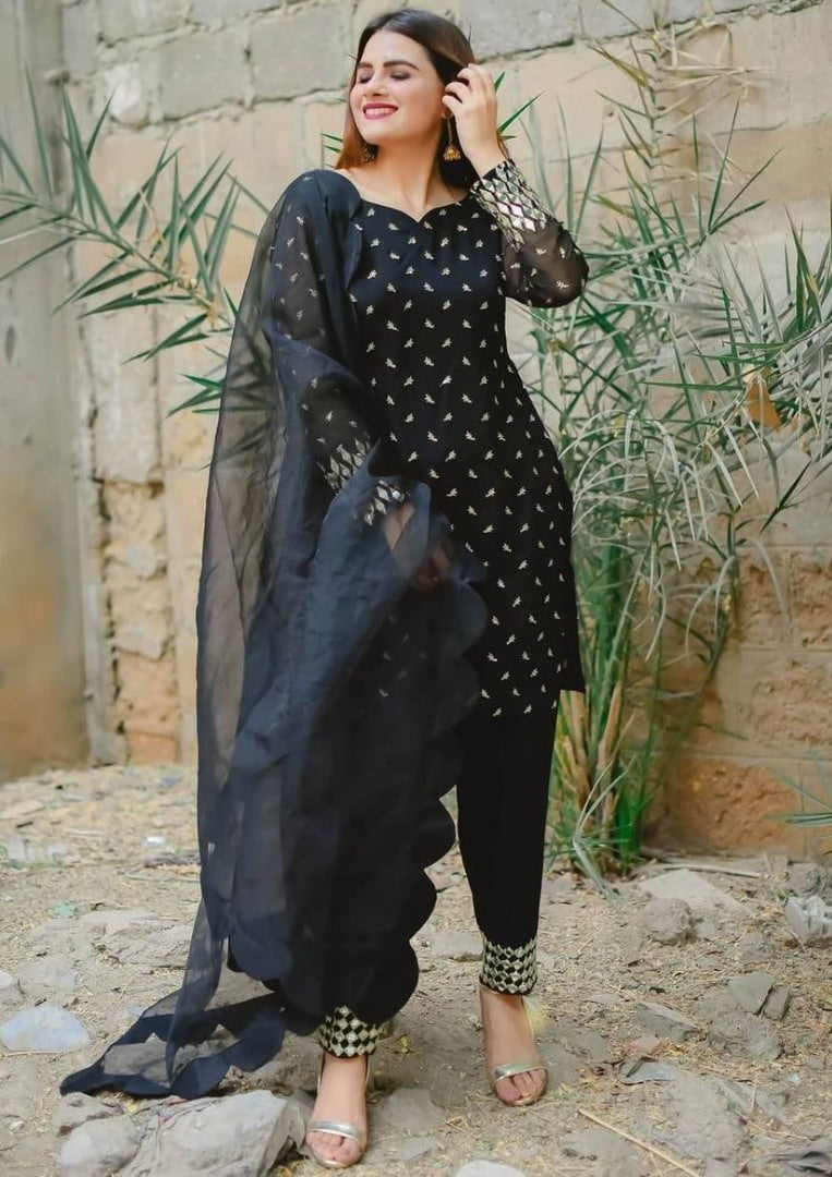 Black georgette embroidered salwar suit