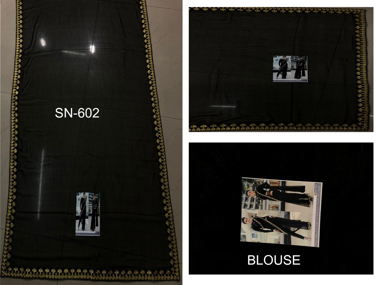 Black georgette fancy embroidered border beautiful indowestern saree