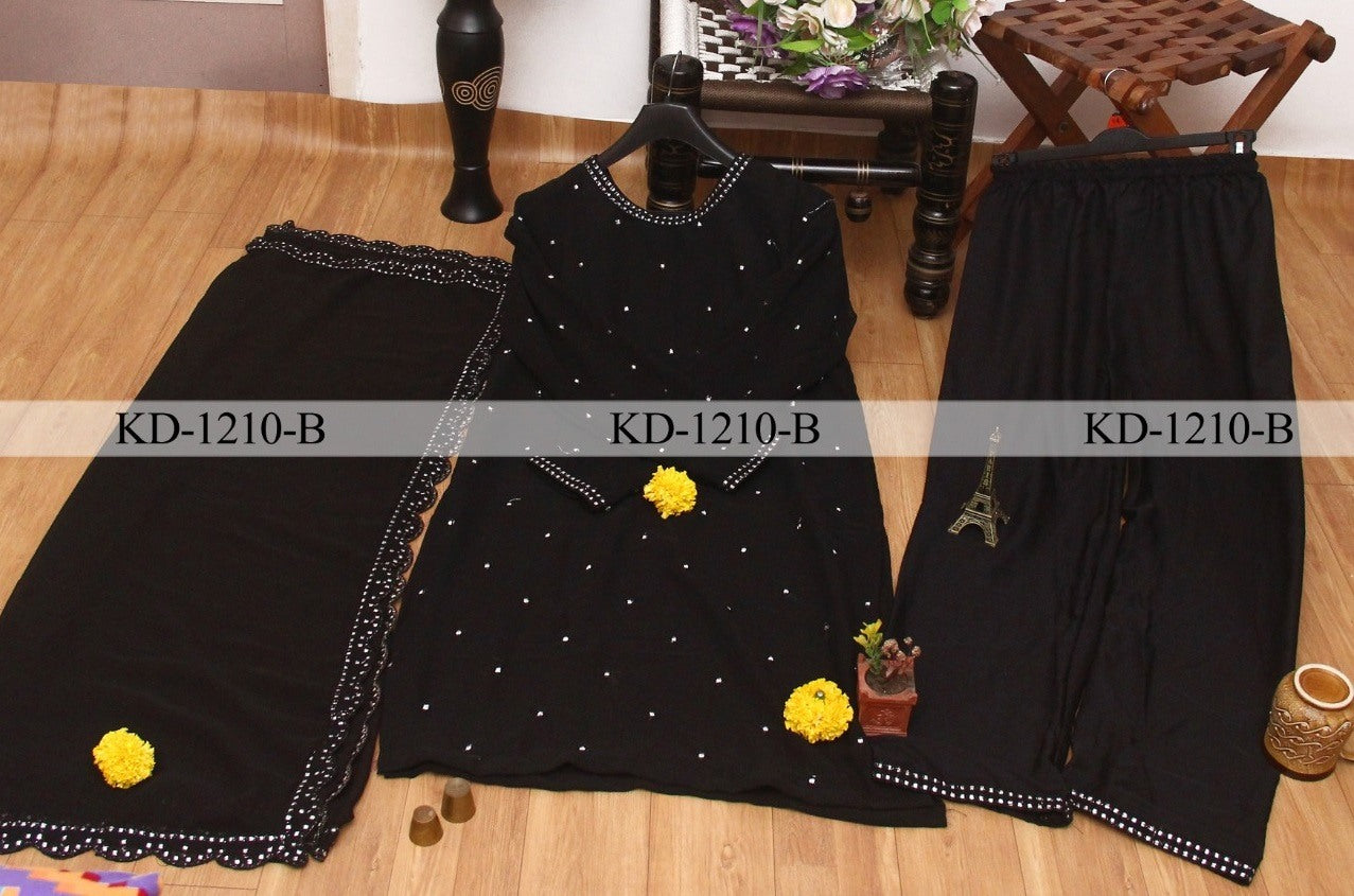 Black georgette fancy thread and zari work salwar suit