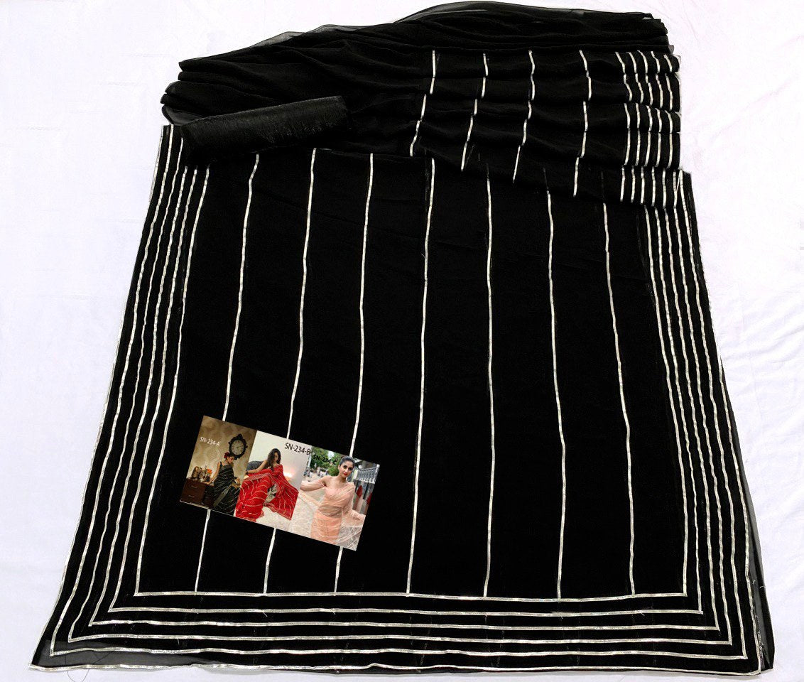 Black georgette gota patti work designer partywear saree