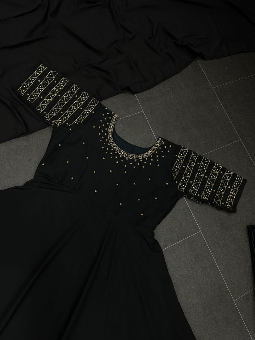 Black georgette handwork anarkali suit