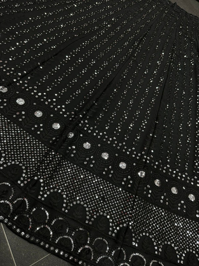 Black georgette heavy embroidery worked lehenga choli