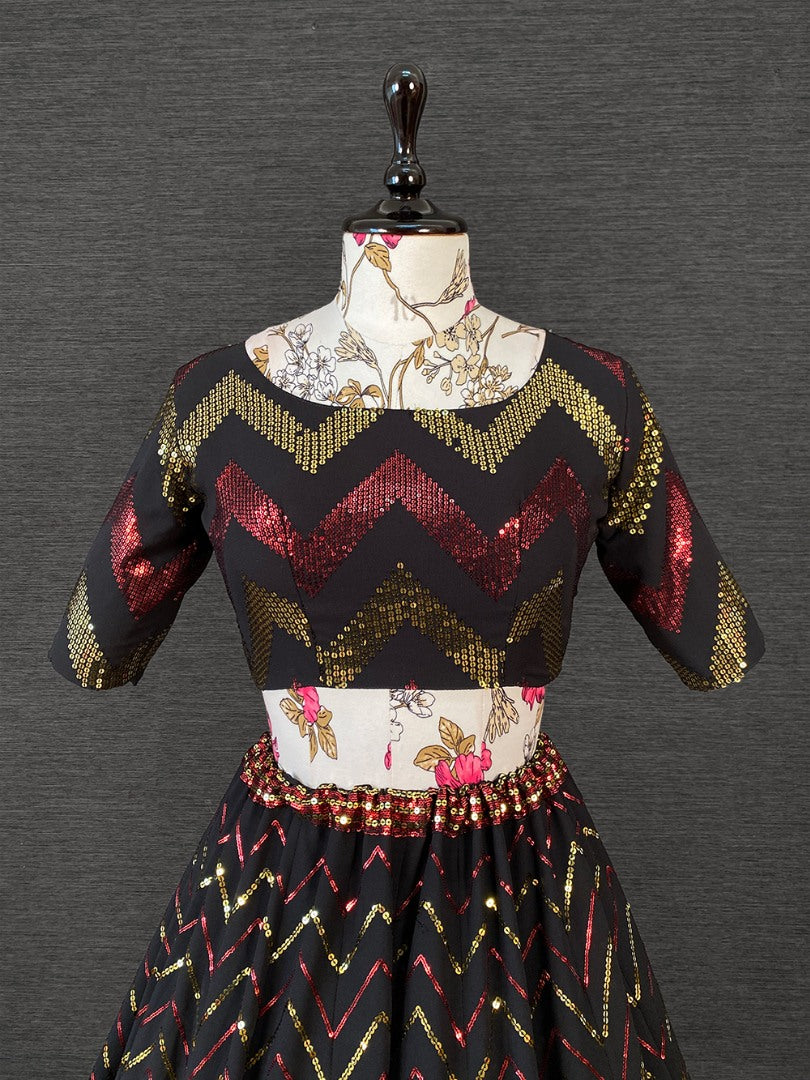 Black georgette heavy sequence embroidered lehenga choli