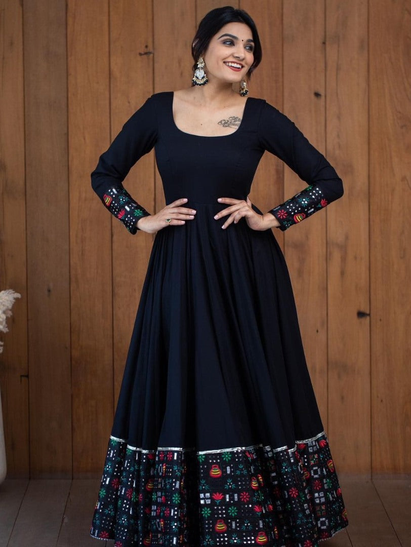 Black georgette long anarkali gown