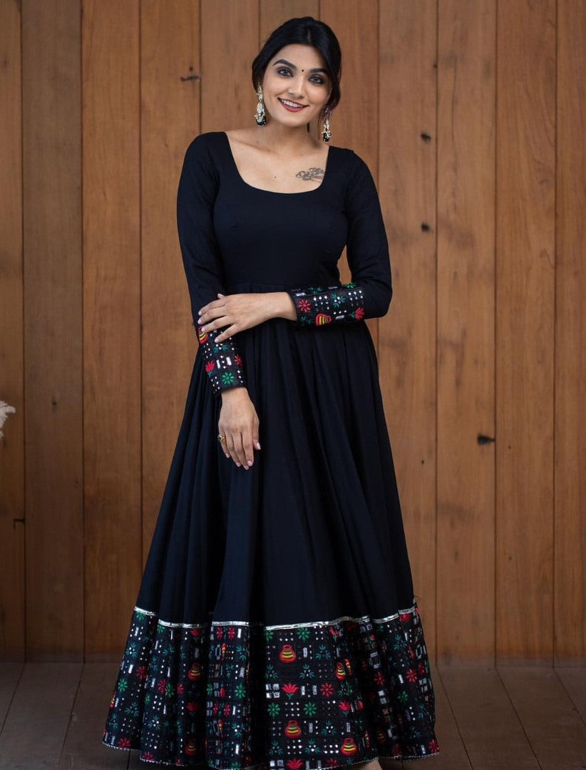 Black georgette long anarkali gown