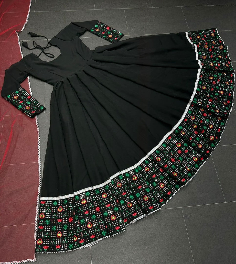 Black georgette long anarkali gown